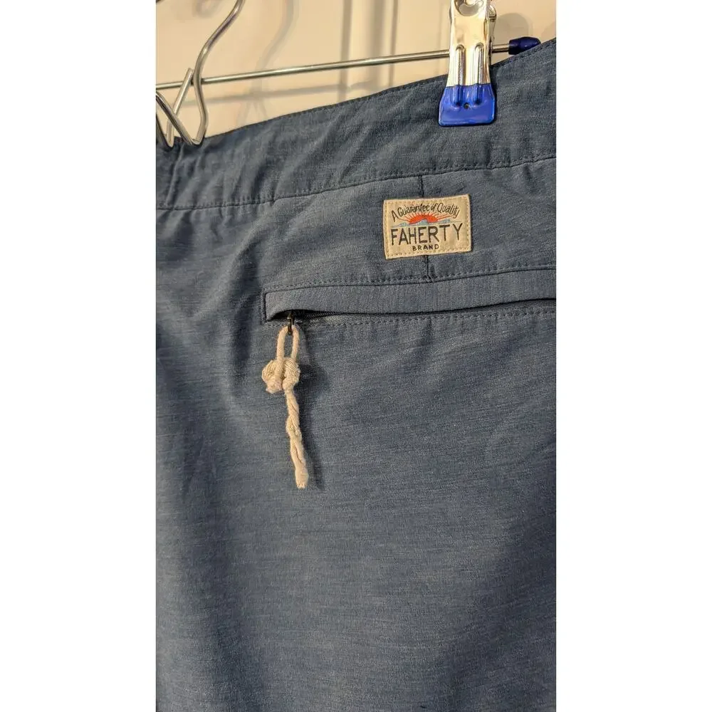 Faherty All Day Shorts Mens 36 Blue Stretch Performance Casual 9 Inch Inseam